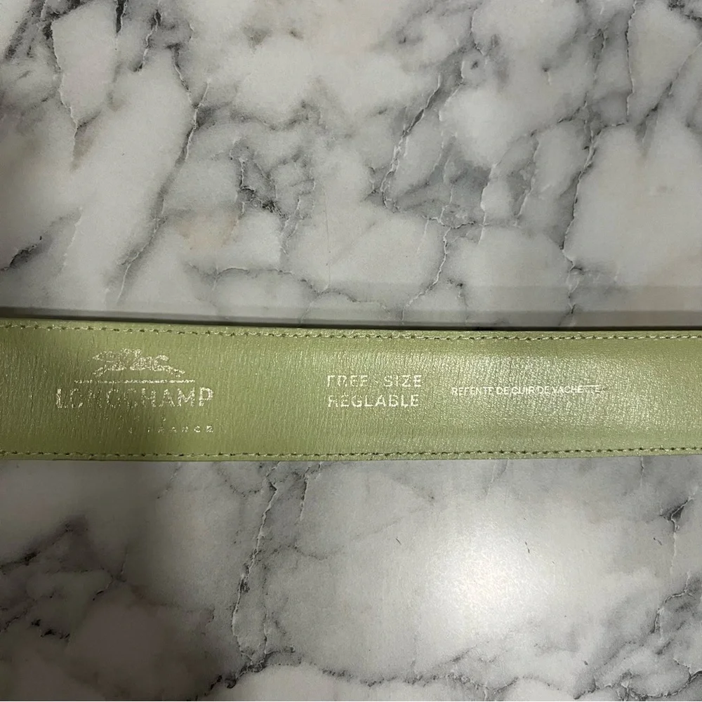 Vintage Longchamp Matcha Pistachio Green Leather Belt Free Size - Picture 6 of 6